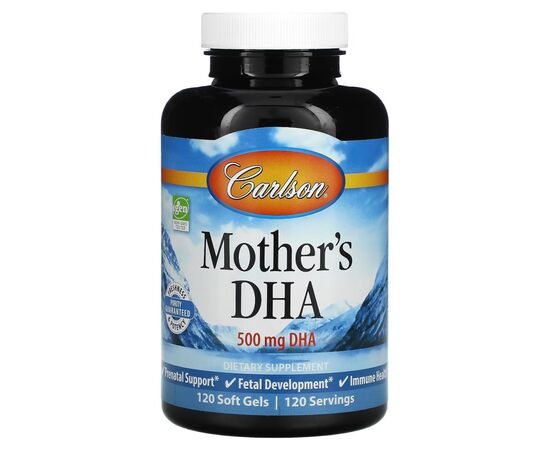 Жирные кислоты Carlson DHA для беременных и кормящих матерей, 500 мг, Mother's DHA, (CAR-01561)