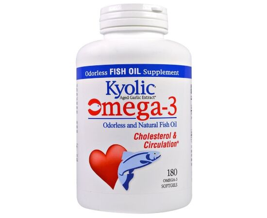 Жирные кислоты Kyolic Омега-3, натуральный рыбий жир без запаха, Omega-3, Choleste (WAK-15042)