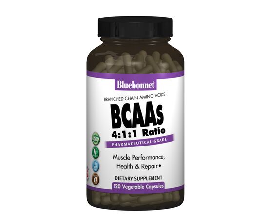 Амінокислота Bluebonnet Nutrition BCAAs (Розгалужені Ланцюги Амінокислот), 120 гелевих капсул (BLB-01590)