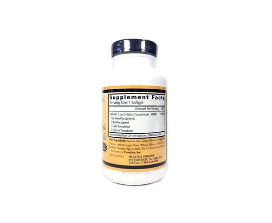 Вітамін Healthy Origins Вітамін Е, Суміш Токоферолів, Vitamin E 400 МО, 90 капсул (HO15144), зображення 2 Вітамін Healthy Origins Вітамін Е, Суміш Токоферолів, Vitamin E 400 МО, 90 капсул (HO15144), зображення 2