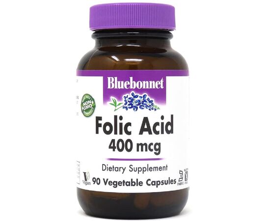 Витамин Bluebonnet Nutrition Фолиевая кислота 400 мг, Folic Acid, 90 вегетарианских капсул (BLB0449)