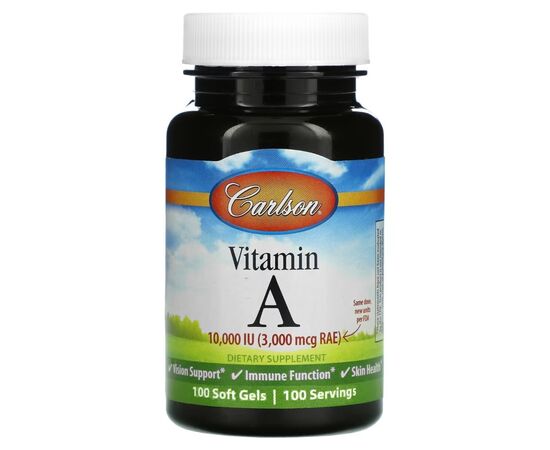 Витамин Carlson Витамин А, 10000 МЕ, Vitamin A, 100 желатиновых капсул (CL1111)
