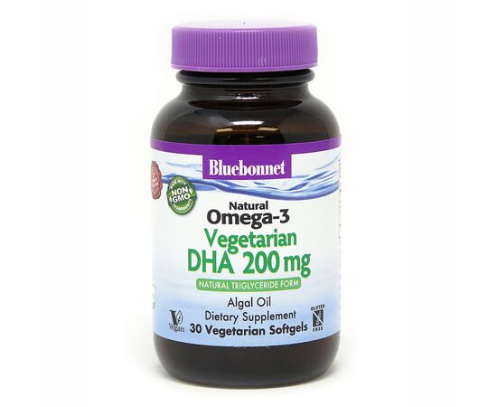 Жирні кислоти Bluebonnet Nutrition Вегетаріанська Омега-3 з Водорості, DHA 200 mg, 30 (BLB0908)