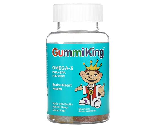 Жирные кислоты GummiKing Омега-3 ДГК и ЭПК для детей, вкус клубники апельсина и л (GUM-00083)