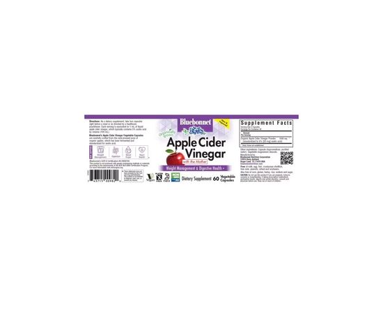 Травы Bluebonnet Nutrition Яблочный уксус, Apple cider vinegar, 60 вегетарианских капсул (BLB0982), изображение 3 Травы Bluebonnet Nutrition Яблочный уксус, Apple cider vinegar, 60 вегетарианских капсул (BLB0982), изображение 3