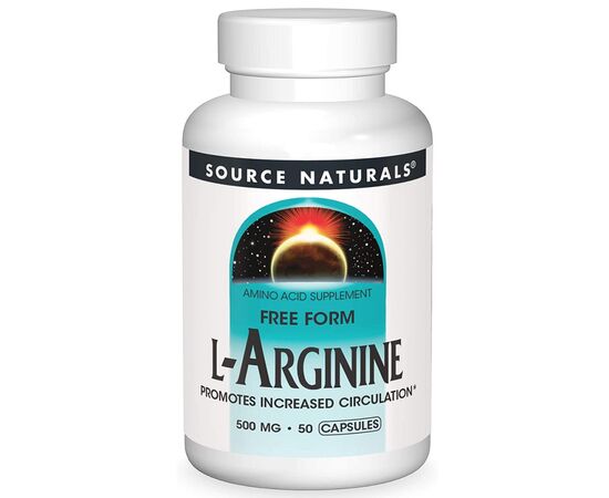 Амінокислота Source Naturals L-Аргінін 500мг, L-Arginine, 50 капсул (SN1686)