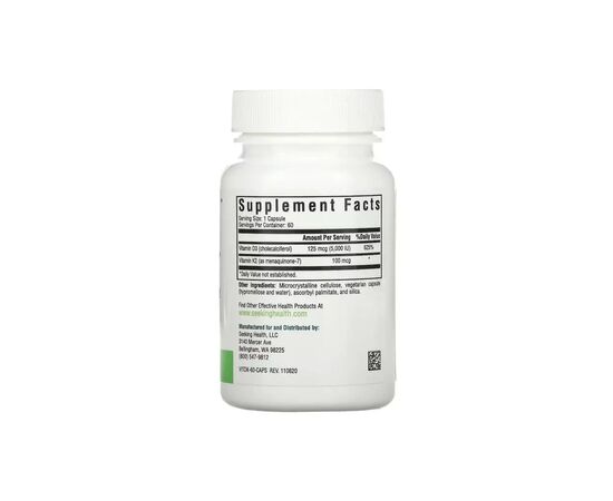 Витамин Seeking Health Витамин D3+K2, 5000 МЕ и 100 мкг, Vitamin D3+K2, 60 вегетарианских ка (SKH-52136), изображение 2 Витамин Seeking Health Витамин D3+K2, 5000 МЕ и 100 мкг, Vitamin D3+K2, 60 вегетарианских ка (SKH-52136), изображение 2