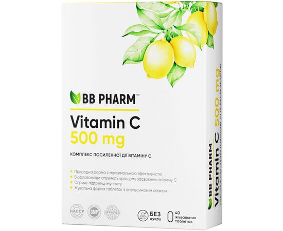 Витаминно-минеральный комплекс BB Pharm BB Pharm жувальні таблетки Vitamin C, 40шт (7640162329033)