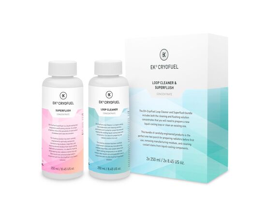 Охлаждающая жидкость Ekwb EK-CryoFuel Loop Cleaner + Superflush (Concentrate 250 (3831109897720), изображение 3 Охлаждающая жидкость Ekwb EK-CryoFuel Loop Cleaner + Superflush (Concentrate 250 (3831109897720), изображение 3