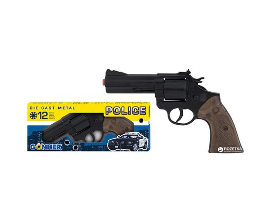 Игрушечное оружие Gonher Револьвер 12-зарядный черный, в коробке (127/6), изображение 2