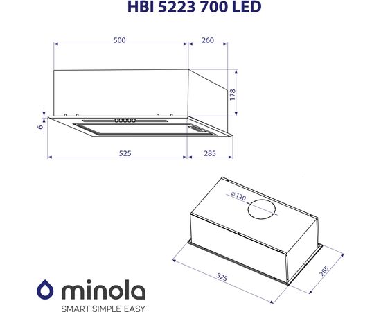 Вытяжка кухонная Minola HBI 5223 WH 700 LED, изображение 10 Вытяжка кухонная Minola HBI 5223 WH 700 LED, изображение 10