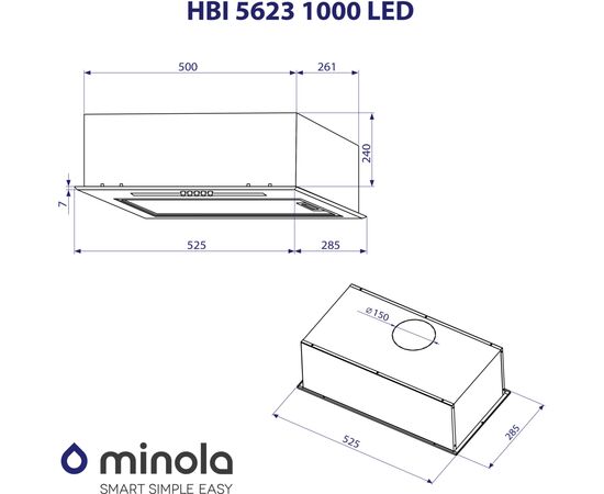 Вытяжка кухонная Minola HBI 5623 WH 1000 LED, изображение 10 Вытяжка кухонная Minola HBI 5623 WH 1000 LED, изображение 10