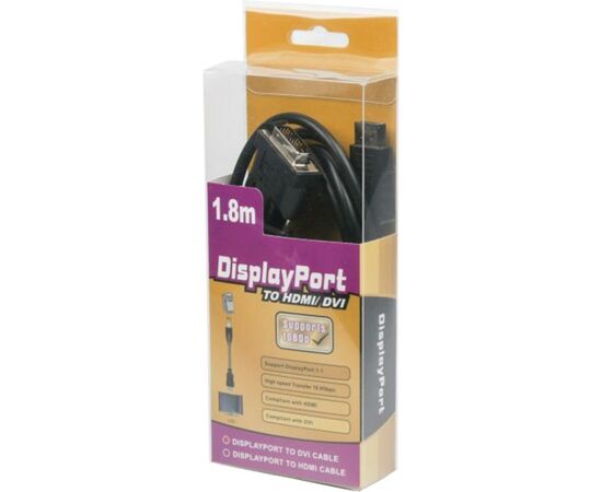 Кабель мультимедийный Display Port to DVI 18+1pin, 1.8m Viewcon (VC-DVI-DP-1.8m), изображение 2