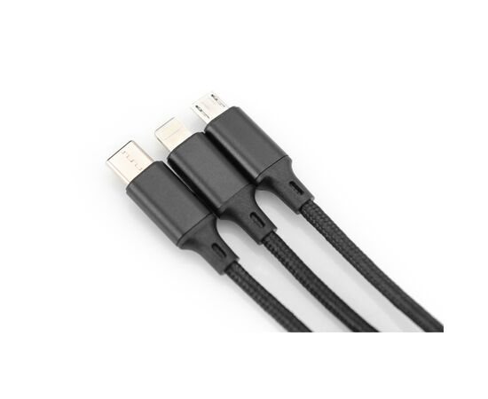 Дата кабель USB 2.0 AM to Lightning + Micro 5P + Type-C 1.0m charge only Digitus (AK-300160-010-S), изображение 4 Дата кабель USB 2.0 AM to Lightning + Micro 5P + Type-C 1.0m charge only Digitus (AK-300160-010-S), изображение 4
