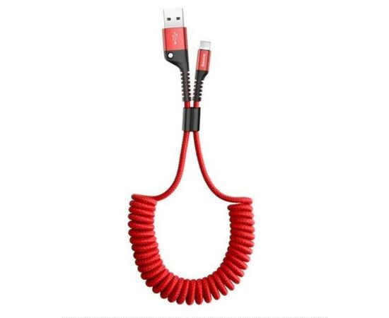 Дата кабель USB 2.0 AM to Lightning 1.0m Fish eye Spring 2A red Baseus (CALSR-09)