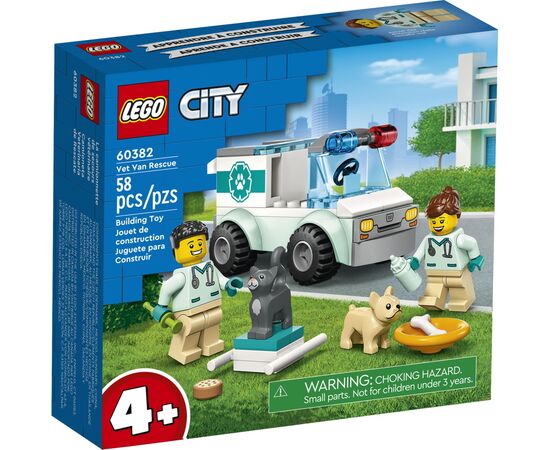 Конструктор LEGO City Фургон ветеринарной скорой помощи 58 деталей (60382)