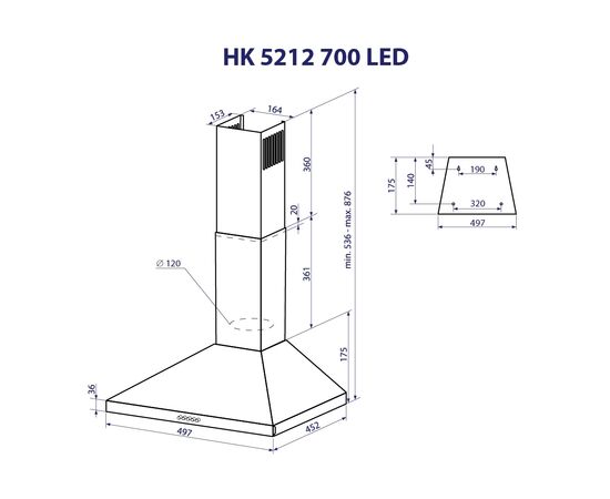 Вытяжка кухонная Minola HK 5212 BR 700 LED, изображение 11 Вытяжка кухонная Minola HK 5212 BR 700 LED, изображение 11