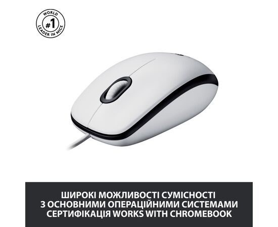 Мышка Logitech M100 USB White (910-006764), изображение 4 Мышка Logitech M100 USB White (910-006764), изображение 4