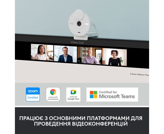 Веб-камера Logitech Brio 300 FHD White (960-001442), изображение 7 Веб-камера Logitech Brio 300 FHD White (960-001442), изображение 7