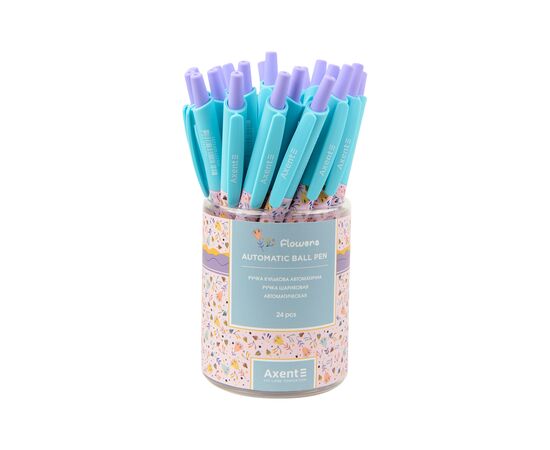 Ручка шариковая Axent автоматическая Flowers, синяя (AB1090-25-A), изображение 3 Ручка шариковая Axent автоматическая Flowers, синяя (AB1090-25-A), изображение 3