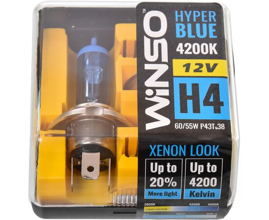 Автолампа Winso H4 HYPER BLUE 4200K 60/55W (712450), изображение 2 Автолампа Winso H4 HYPER BLUE 4200K 60/55W (712450), изображение 2