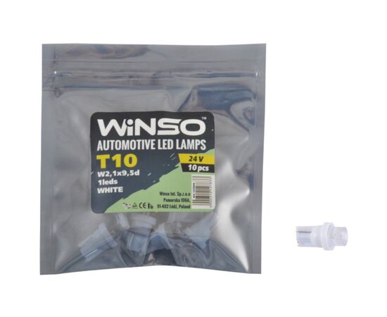 Автолампа Winso FLUX T10 W2.1x9.5d 1LED White (127830), изображение 2 Автолампа Winso FLUX T10 W2.1x9.5d 1LED White (127830), изображение 2