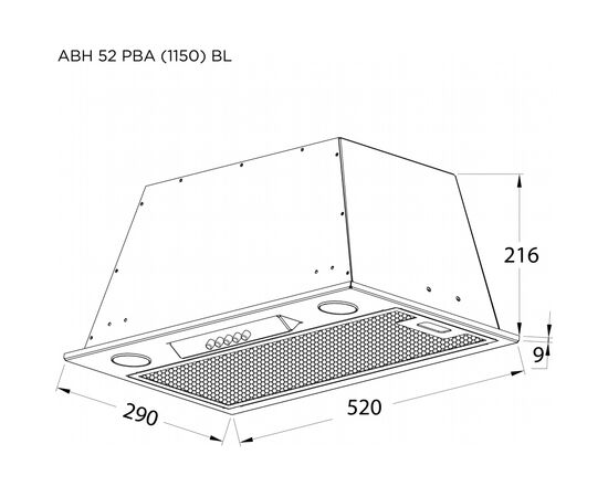 Витяжка кухонна Pyramida ABH 52 PBA (1150) BL, зображення 5 Витяжка кухонна Pyramida ABH 52 PBA (1150) BL, зображення 5