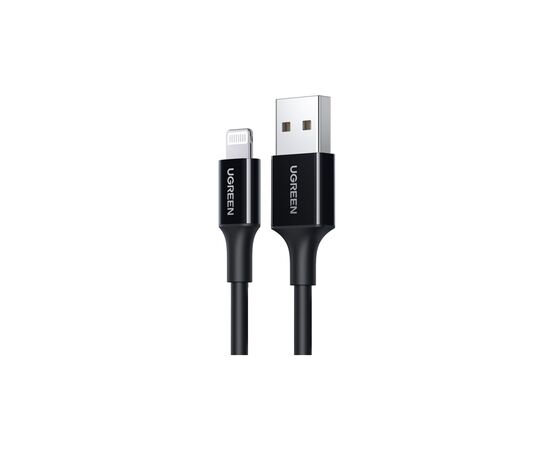 Дата кабель USB 2.0 AM to Lightning 2.0m US155 2.4A, Nickel Plating ABS Shell Black Ugreen (80823)