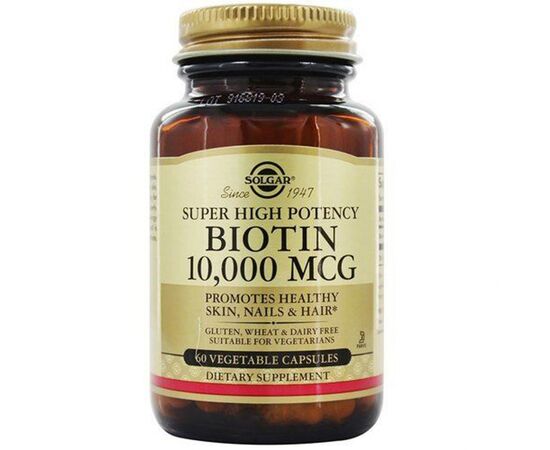 Вітамін Solgar Біотин (В7) 10 000 мкг, Biotin, 60 вегетаріанських капсул (SOL52387)