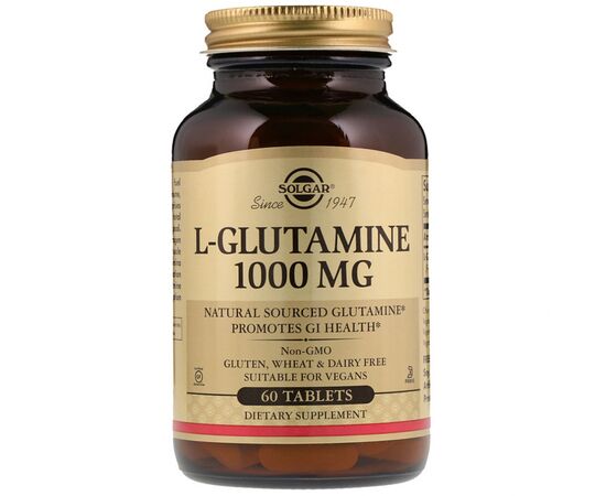 Вітамін Solgar L-Глютамин, L-Glutamine, 1000 мг, 60 таблеток (SOL-01254)