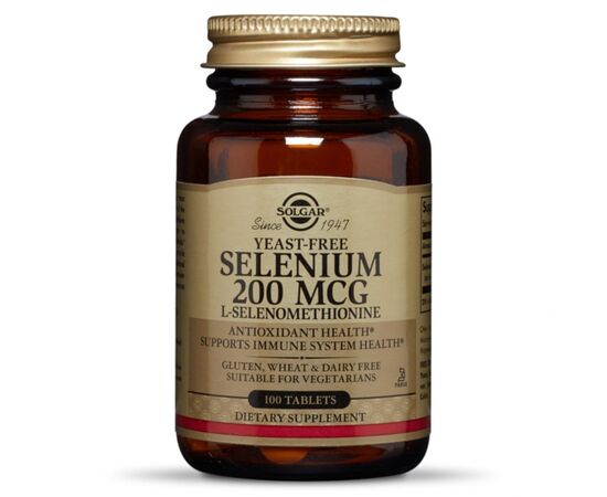 Мінерали Solgar Селен, (селенометіонін), Selenium, Yeast-Free, 200 мкг, 100 (SOL02557)