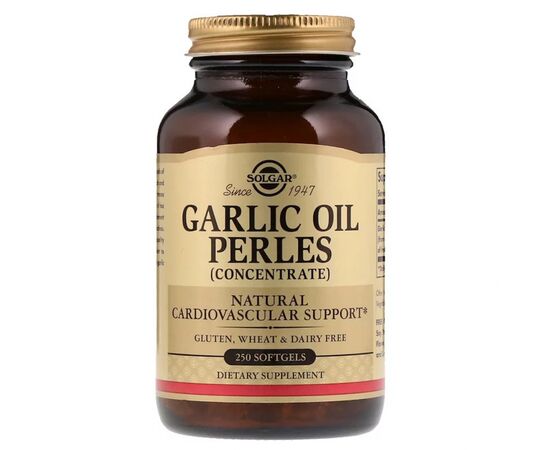 Трави Solgar Часникова олія, Garlic Oil Perles Concentrate, 250 гелевих к (SOL-01221)