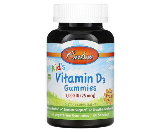 Витамин Carlson Витамин D3 Детский, 1000 МЕ, вкус фруктов, Kid's Vitamin D3 (CAR-49430)
