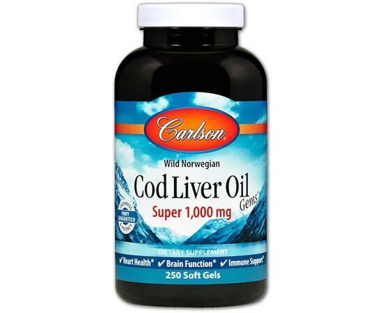 Жирні кислоти Carlson Жир із Печені Норвезької Тріски, 1000 мг, Cod Liver Oil, 250 (CAR-01302)