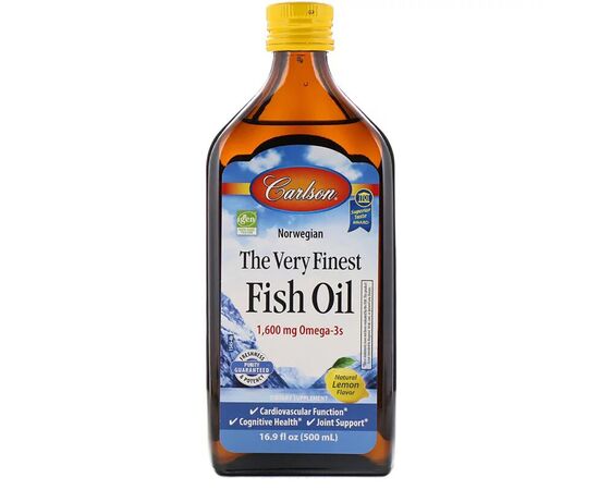 Жирные кислоты Carlson Рыбий жир, Вкус Лимона, Норвежская серия, The Very Finest Fi (CAR-01545)