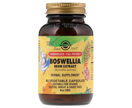 Трави Solgar Босвелія Екстракт, Boswellia Resin Extract, 60 вегетаріанськ (SOL-04114)