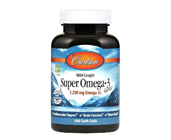 Жирные кислоты Carlson Супер Омега-3, 1200 мг, Super Omega-3, 100 желатиновых капсул (CL1521)