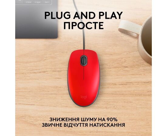 Мышка Logitech M110 Silent USB Red (910-006759), изображение 3 Мышка Logitech M110 Silent USB Red (910-006759), изображение 3