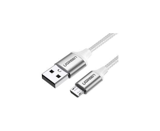 Дата кабель USB 2.0 AM to Micro 5P 2.0m US290 3A 18W Nickel Plating White Ugreen (60153), изображение 2 Дата кабель USB 2.0 AM to Micro 5P 2.0m US290 3A 18W Nickel Plating White Ugreen (60153), изображение 2