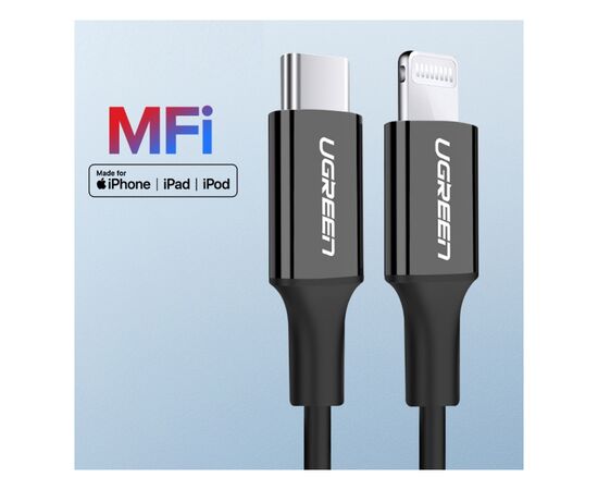 Дата кабель USB-C to Lightning 1.0m US1713A Nickel Plating ABS Shell Black Ugreen (60751), изображение 2