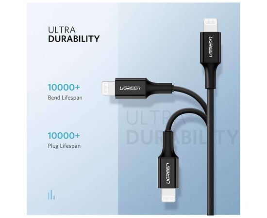 Дата кабель USB-C to Lightning 1.0m US1713A Nickel Plating ABS Shell Black Ugreen (60751), изображение 5