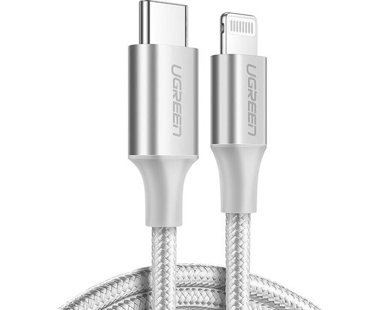 Дата кабель USB-C to Lightning 2.0m US304 20V/3A 60W Silver Ugreen (70525), изображение 2