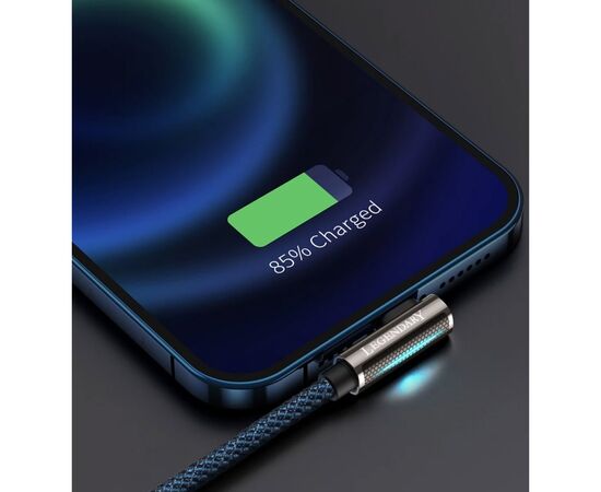 Дата кабель USB 2.0 AM to Lightning 2.0m CACS 2.4A 90 Legend Series Elbow Blue Baseus (CACS000103), зображення 8 Дата кабель USB 2.0 AM to Lightning 2.0m CACS 2.4A 90 Legend Series Elbow Blue Baseus (CACS000103), зображення 8