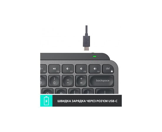 Клавиатура Logitech MX Keys Mini Wireless Illuminated UA Graphite (920-010498), изображение 7 Клавиатура Logitech MX Keys Mini Wireless Illuminated UA Graphite (920-010498), изображение 7