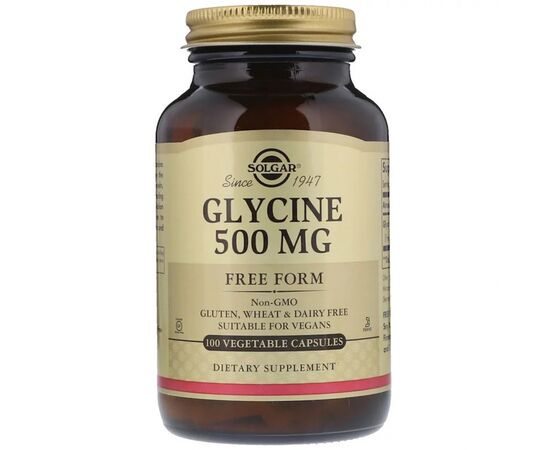 Амінокислота Solgar Гліцін, Glycine, 500 мг, 100 вегетаріанськіх капсул (033984013704)