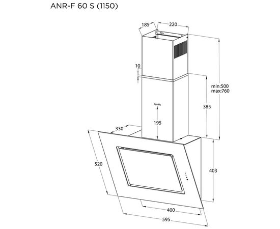 Вытяжка кухонная Pyramida ANR-F 60 S (1150) GWH, изображение 8 Вытяжка кухонная Pyramida ANR-F 60 S (1150) GWH, изображение 8