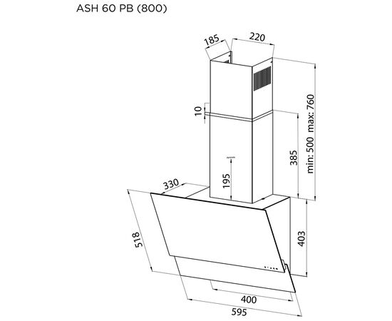 Вытяжка кухонная Pyramida ASH 60 PB (800) GIV, изображение 4 Вытяжка кухонная Pyramida ASH 60 PB (800) GIV, изображение 4
