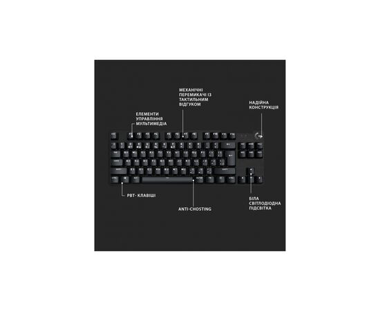 Клавіатура Logitech G413 TKL SE Mechanical Tactile Switch USB UA Black (920-010446), зображення 6 Клавіатура Logitech G413 TKL SE Mechanical Tactile Switch USB UA Black (920-010446), зображення 6
