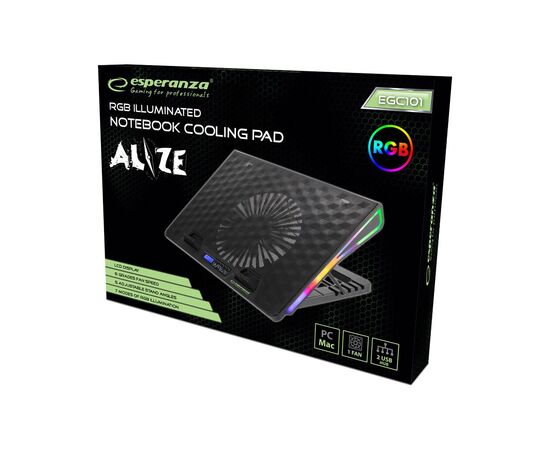 Подставка для ноутбука Esperanza EGC101 with RGB Alize (EGC101), изображение 4 Подставка для ноутбука Esperanza EGC101 with RGB Alize (EGC101), изображение 4