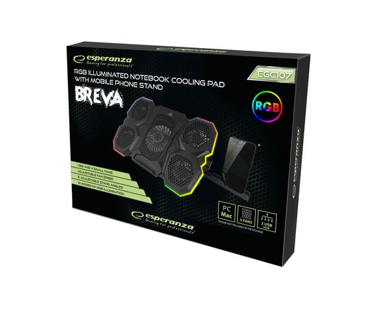 Подставка для ноутбука Esperanza EGC107 with RGB Breva + mobile stand (EGC107), изображение 7 Подставка для ноутбука Esperanza EGC107 with RGB Breva + mobile stand (EGC107), изображение 7